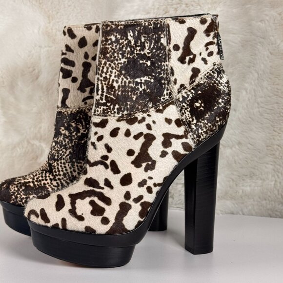 Animal Print Platform High Heel Ankle Boots With Side Zipper - Picture 3 of 10